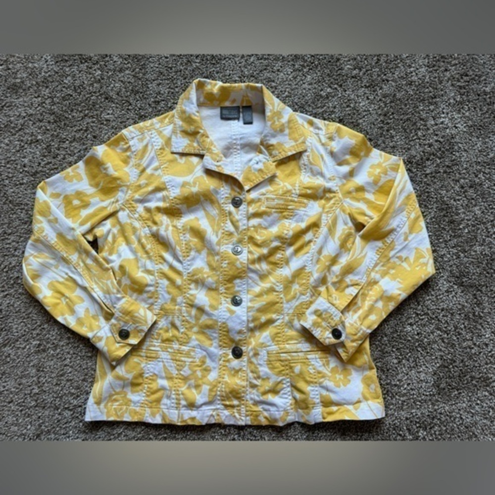 Additions by Chicos floral print lightweight jacket size 2 (Large) NWOT